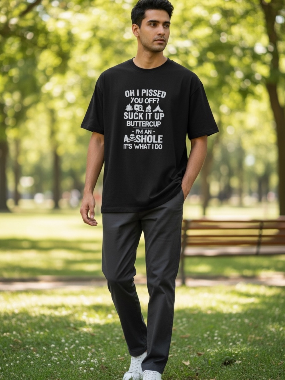 Gildan Mens‎ XL Black Graphic Tee Suck It Up Buttercup Camping Humor T-Shirt
